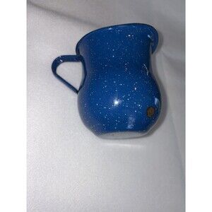 Vintage Enamelware Pitcher Blue 5 Inches Tall Country Farmhouse Decor